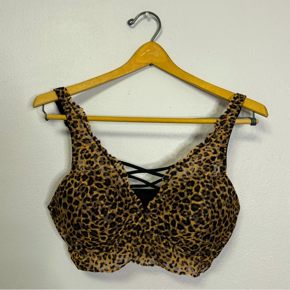 PINK Victoria’s Secret Bra Leopard Print Sheer Strapy